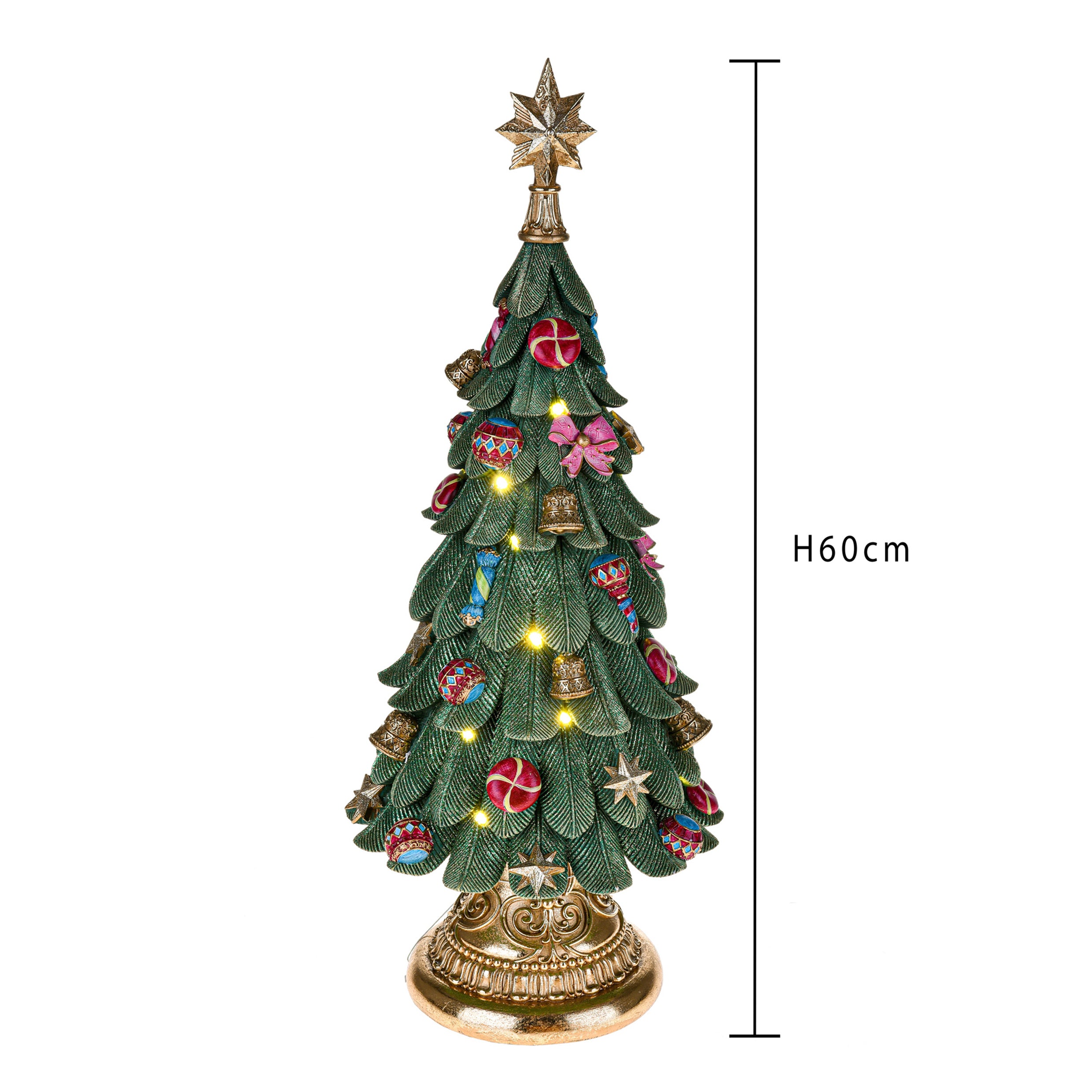 Decorazione in resina Abete c/led musicale