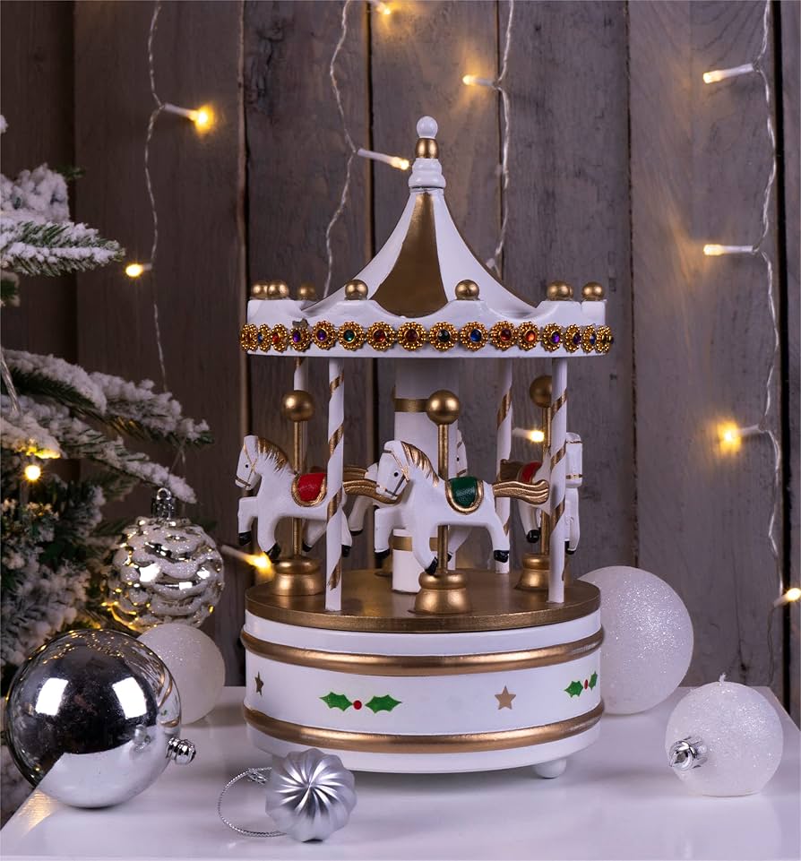 🎠 Giostrina Natalizia Bianca e Oro - Carillon