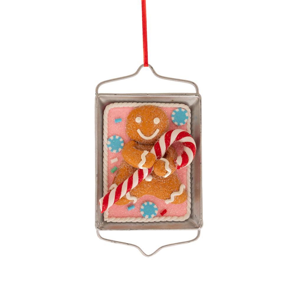 Decorazione omino di pan di zenzero su piatto da appendere