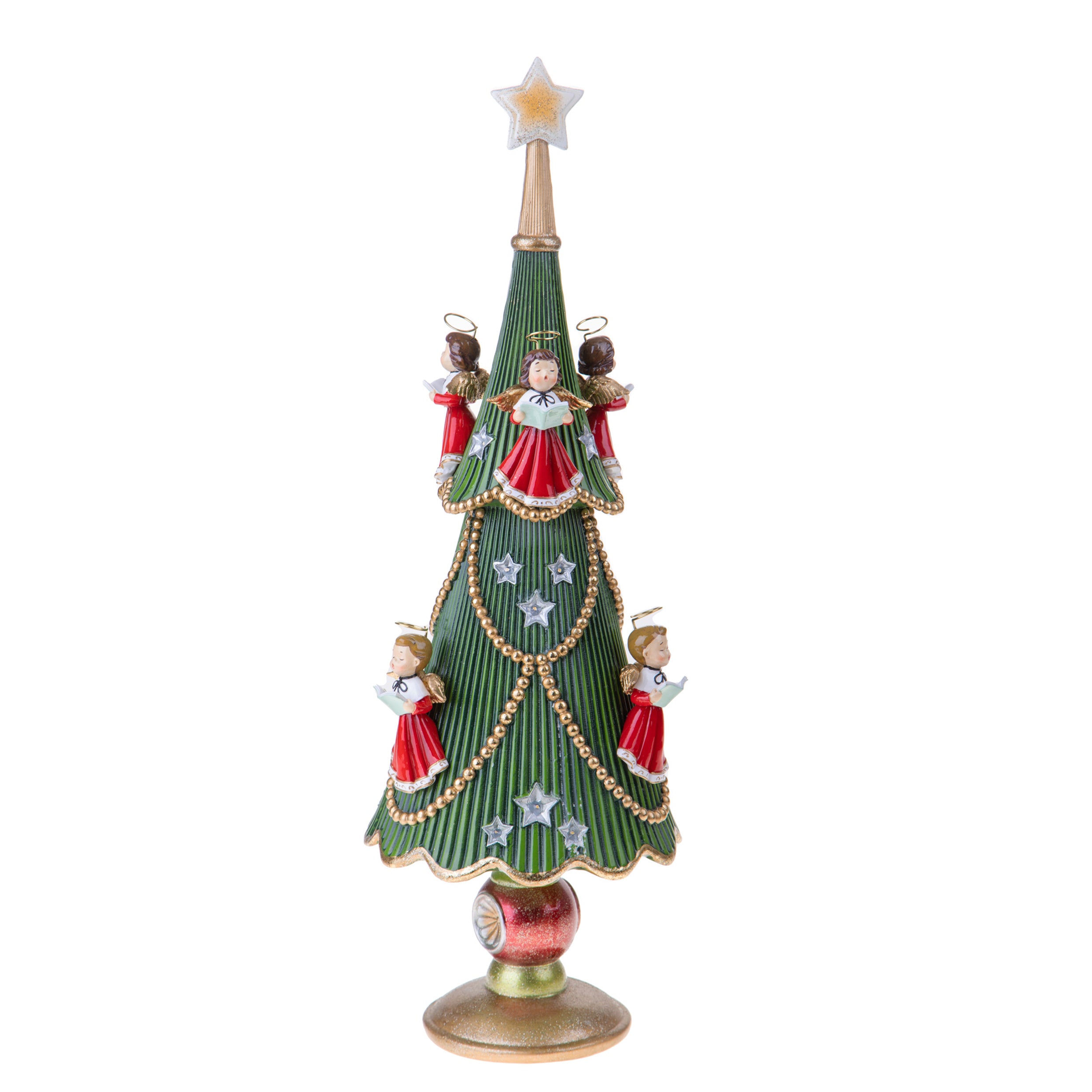 Decorazione in resina Abete c/led c/ angeli