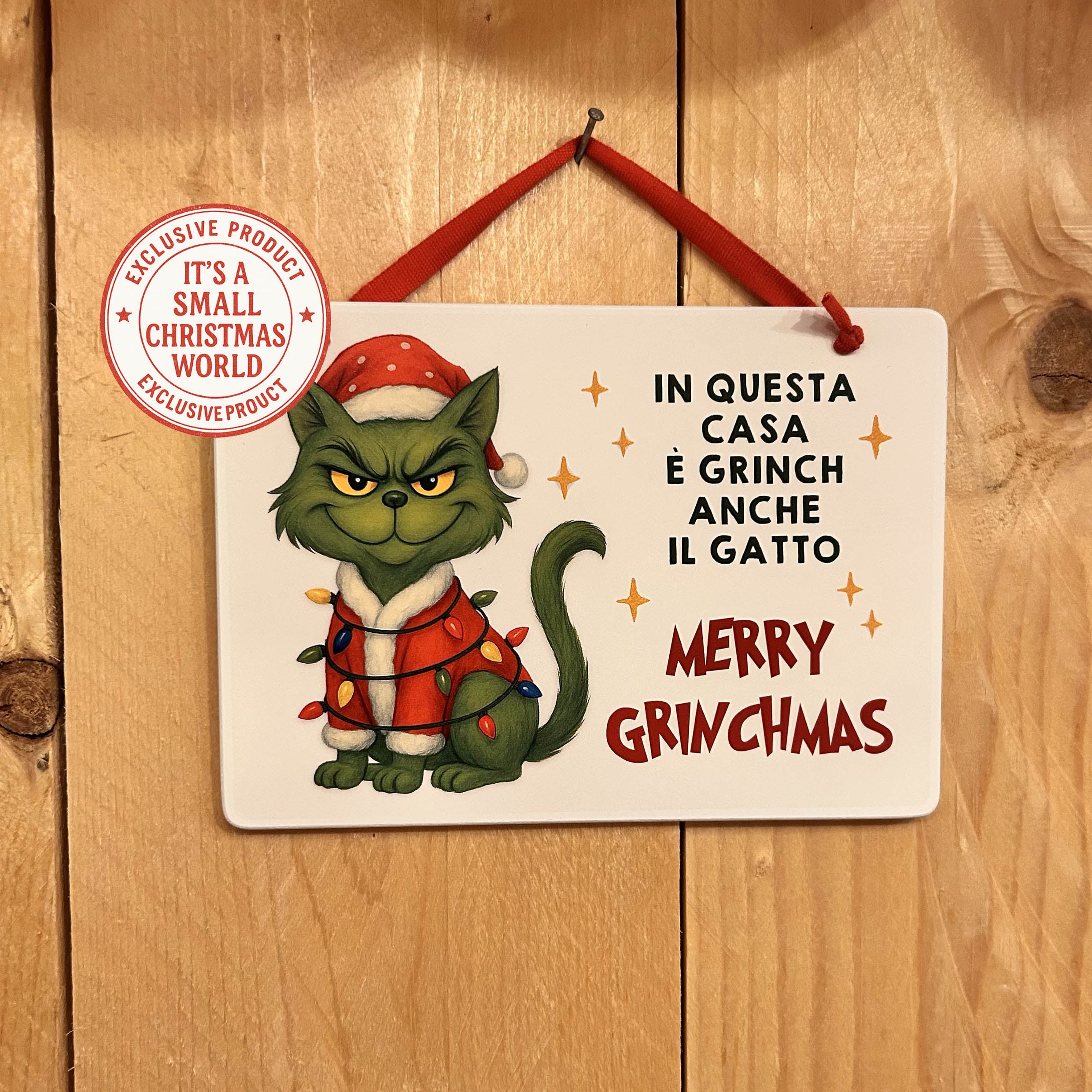 Targhetta " In questa casa è grinch anche il gatto "