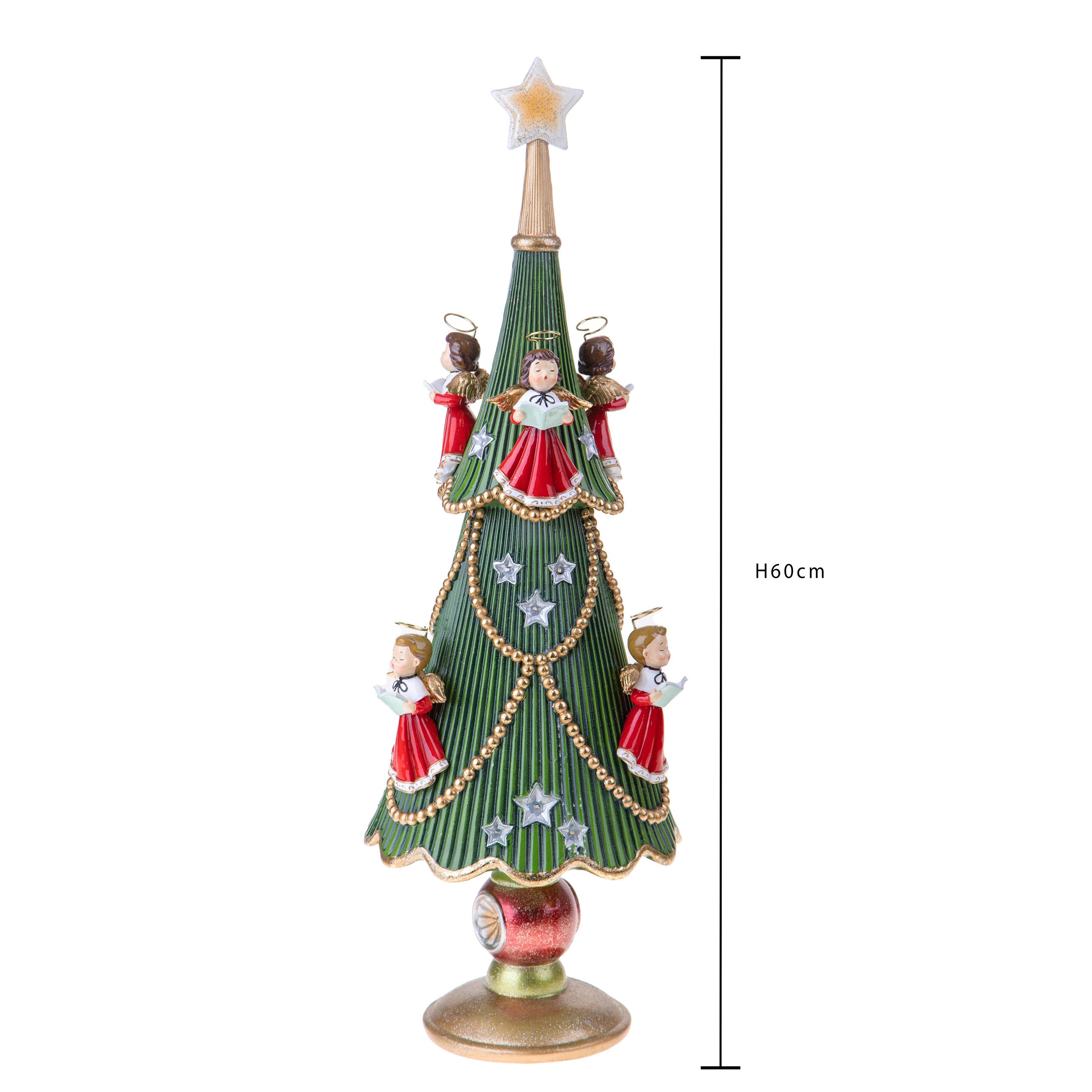 Decorazione in resina Abete c/led c/ angeli