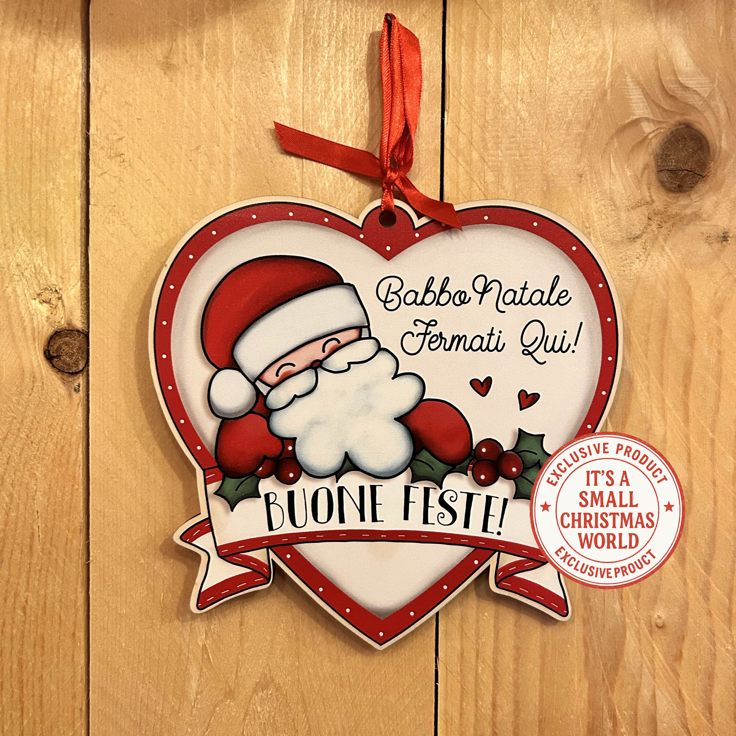 Targhetta in legno " Buone Feste "