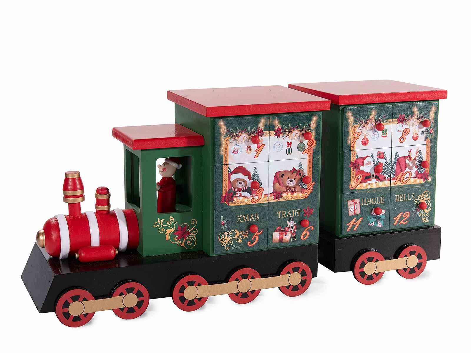 Calendario dell'Avvento in legno a trenino