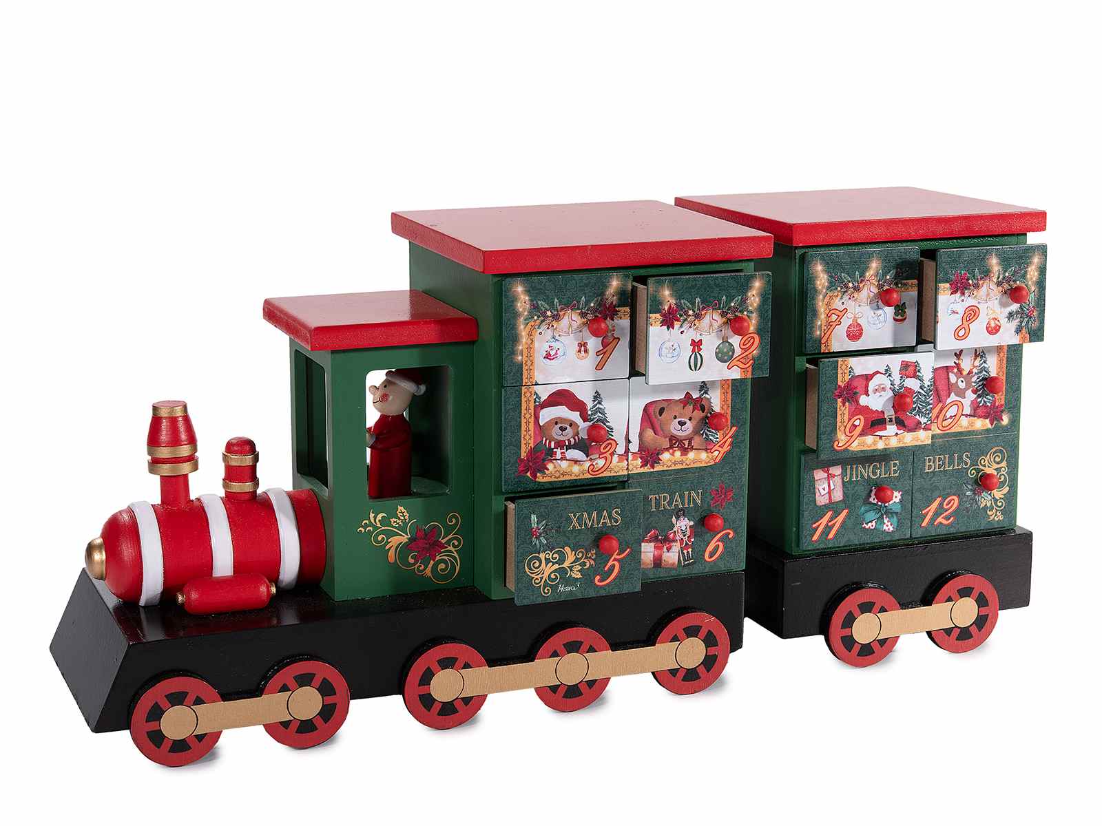Calendario dell'Avvento in legno a trenino