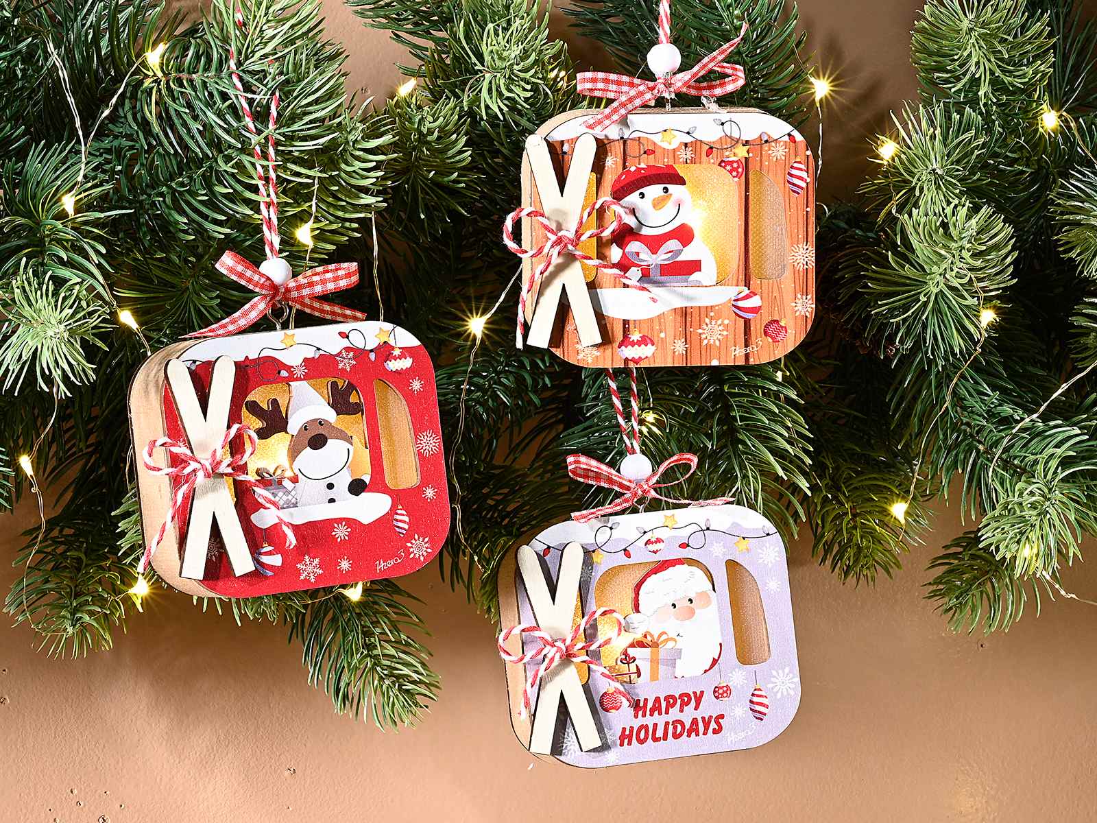 🎄 Decorazioni Natalizie in Legno – Funivia con Babbo Natale 🎅 c/led