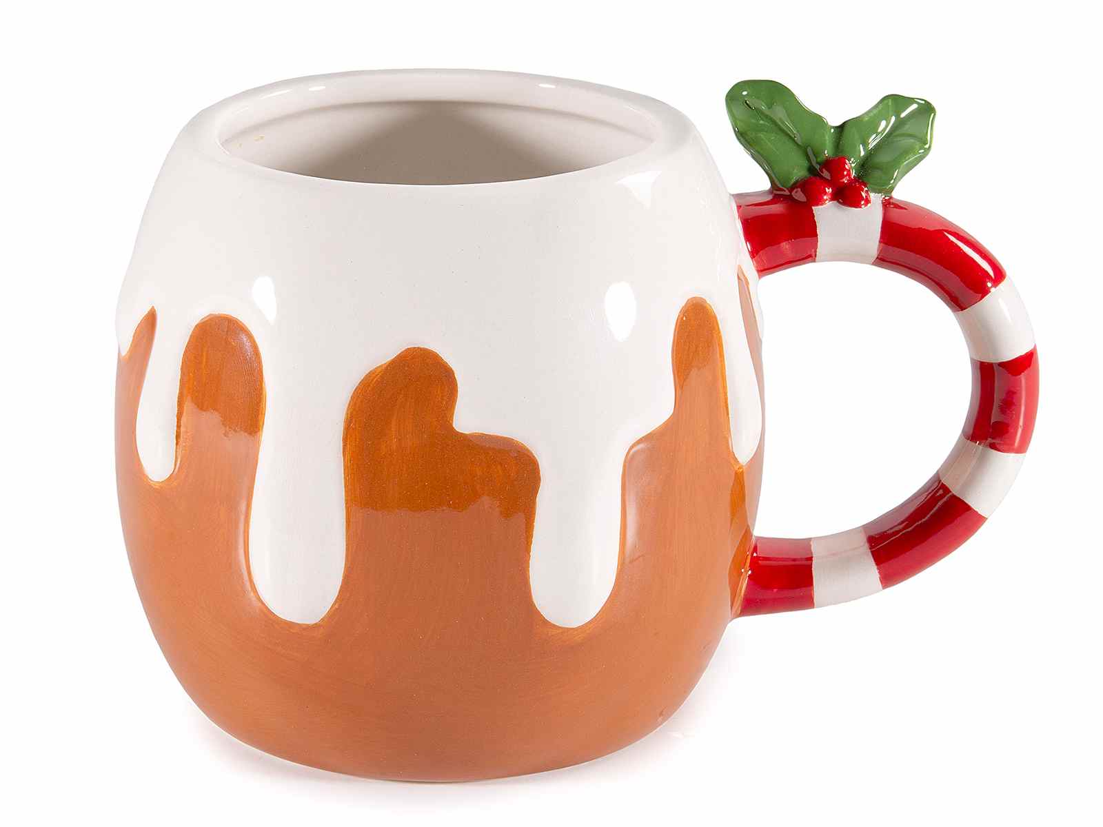 Tazza ceramica 580 ml, manico bastoncino zucchero e bacche