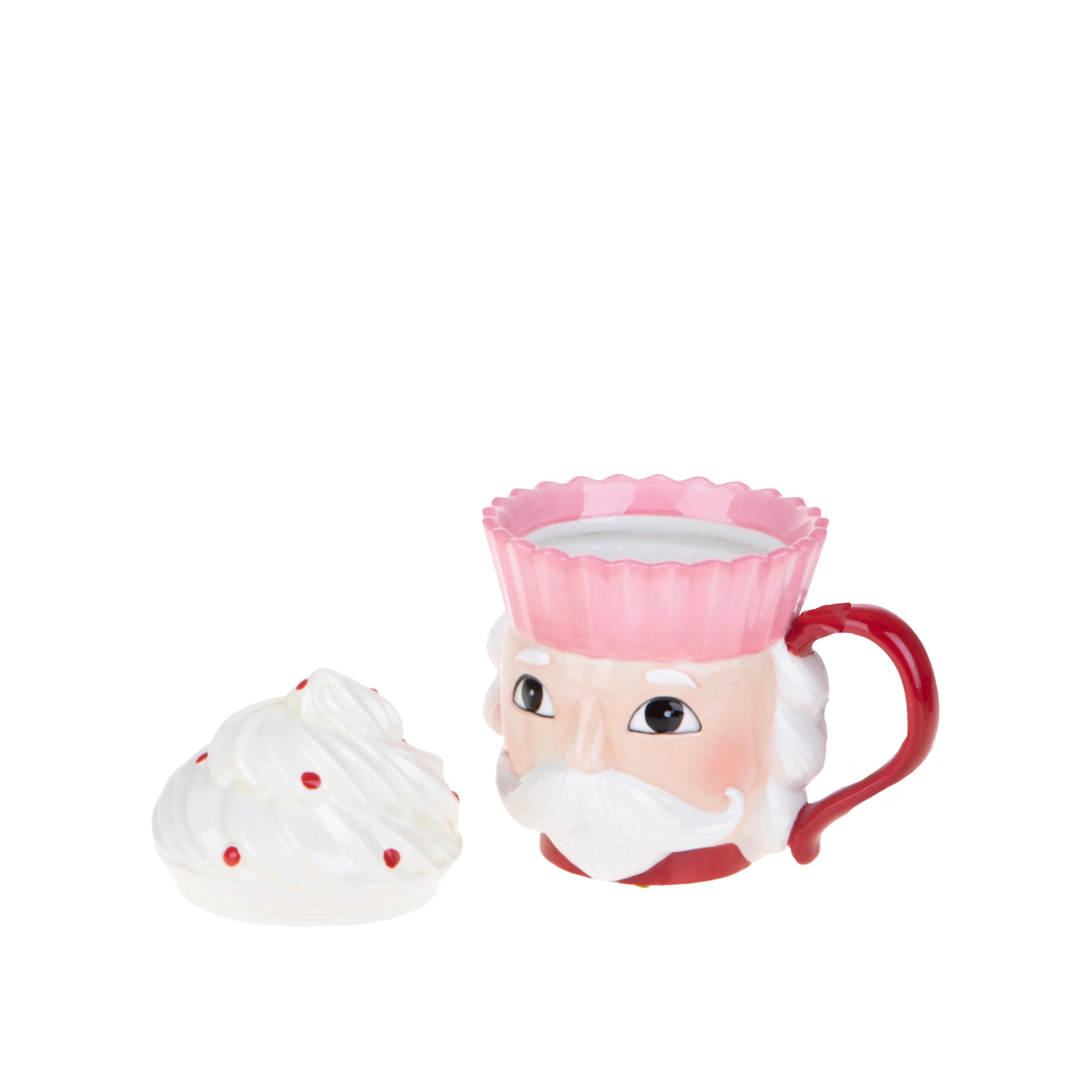 ☕ Mug Natalizia Babbo Natale con Coperchio – Design Cupcake