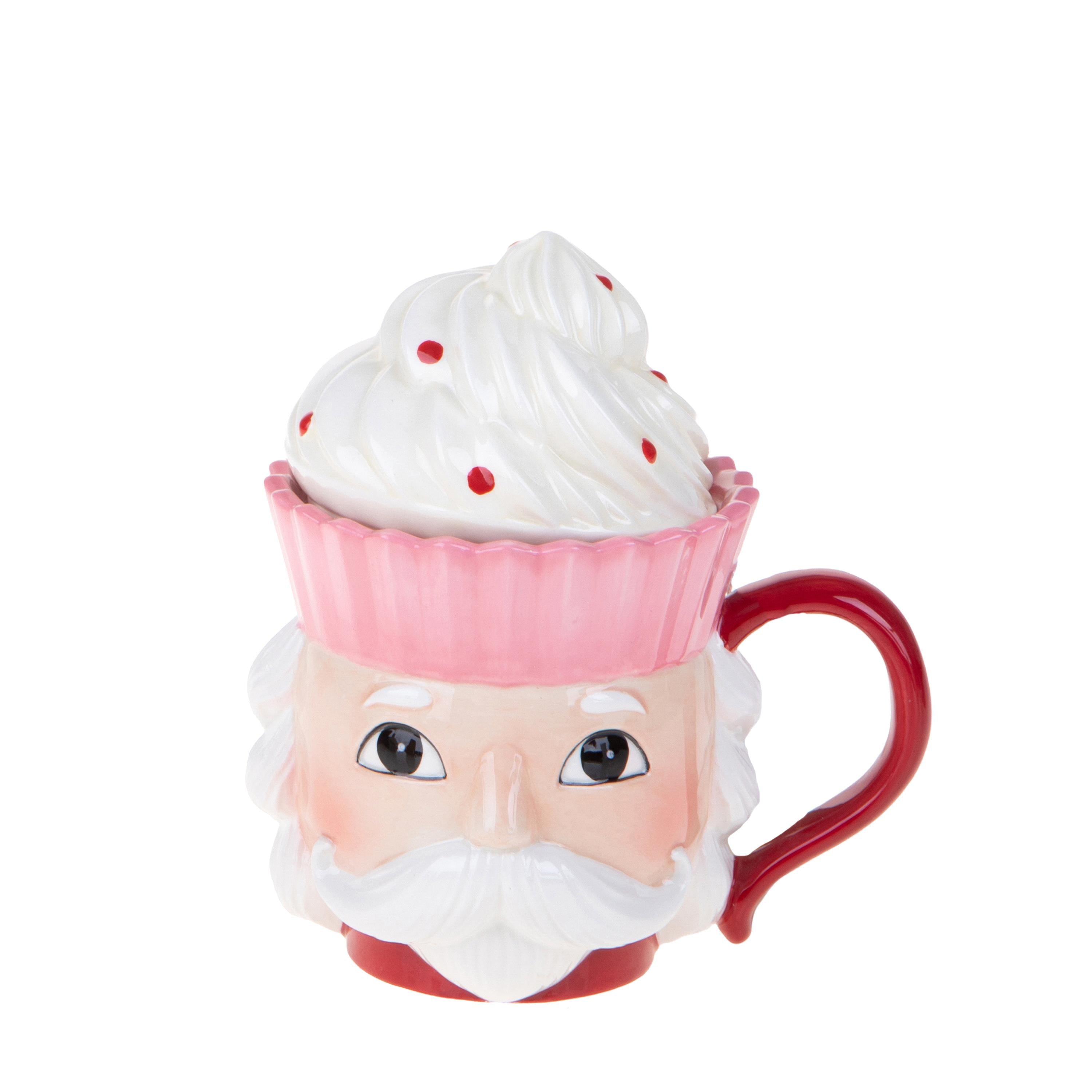 ☕ Mug Natalizia Babbo Natale con Coperchio – Design Cupcake