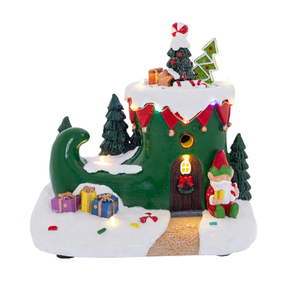 🏡 Casetta Natalizia a Forma di Scarpa Elfica con Luci LED