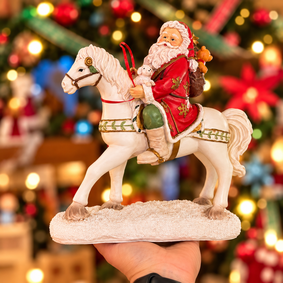 🎄 Decorazione natalizia – Babbo Natale a cavallo