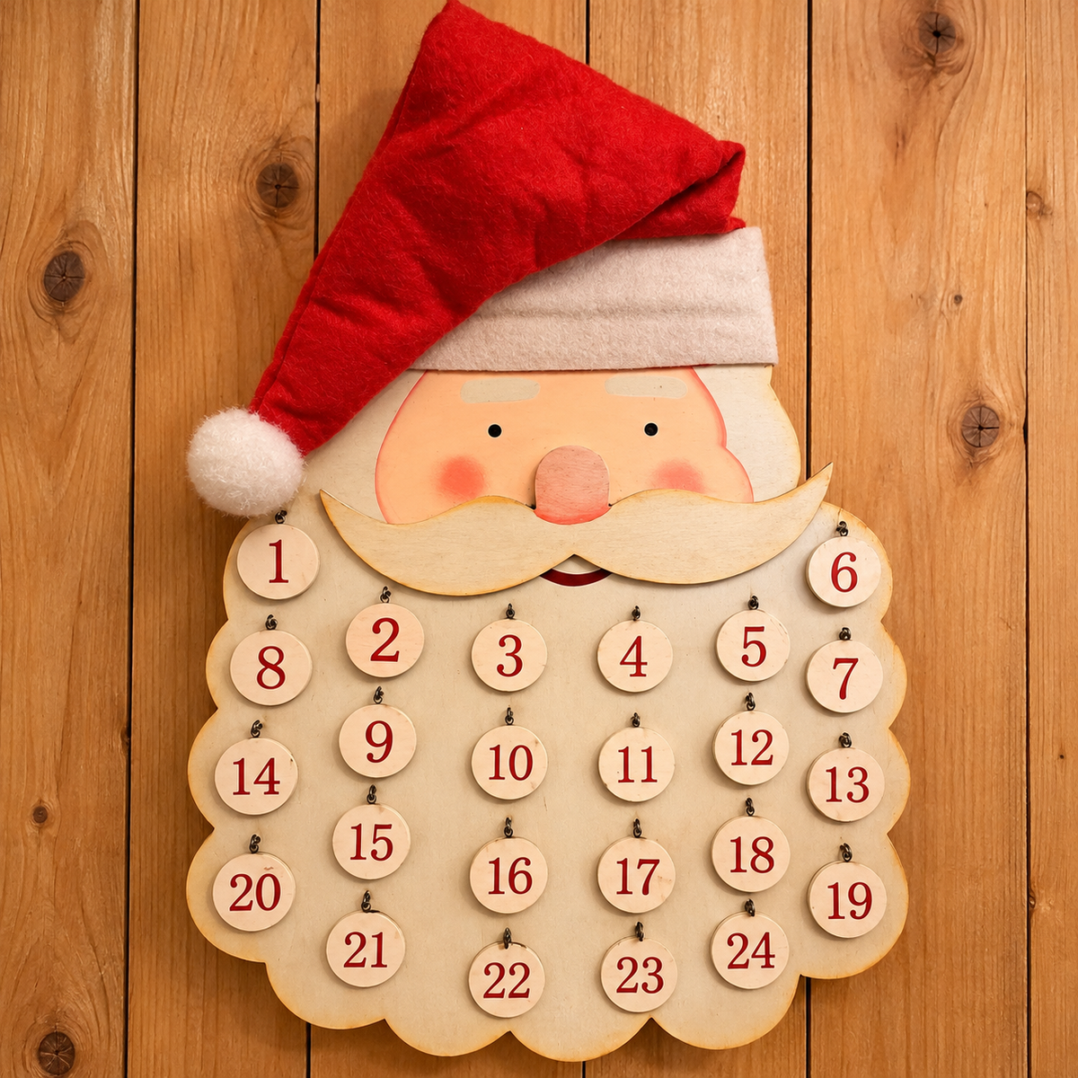🎅 Calendario dell’Avvento in legno Babbo Natale