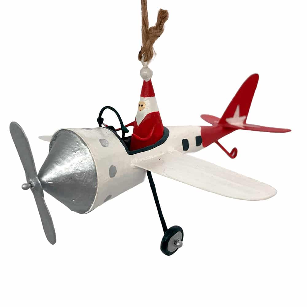 Babbo natale in aereoplano vintage