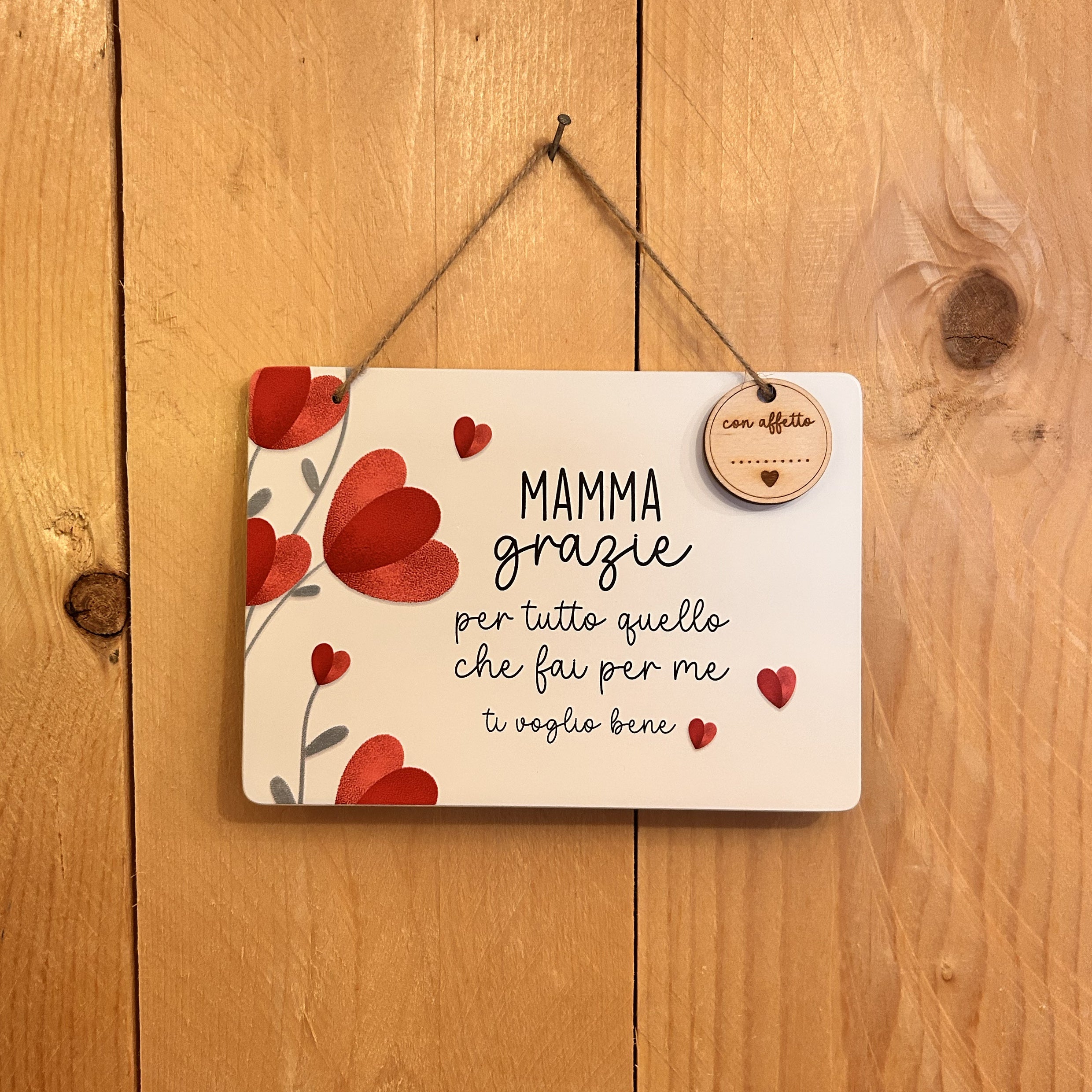 Targhetta decorativa “Mamma, grazie!” – Idea regalo Festa della Mamma 💐