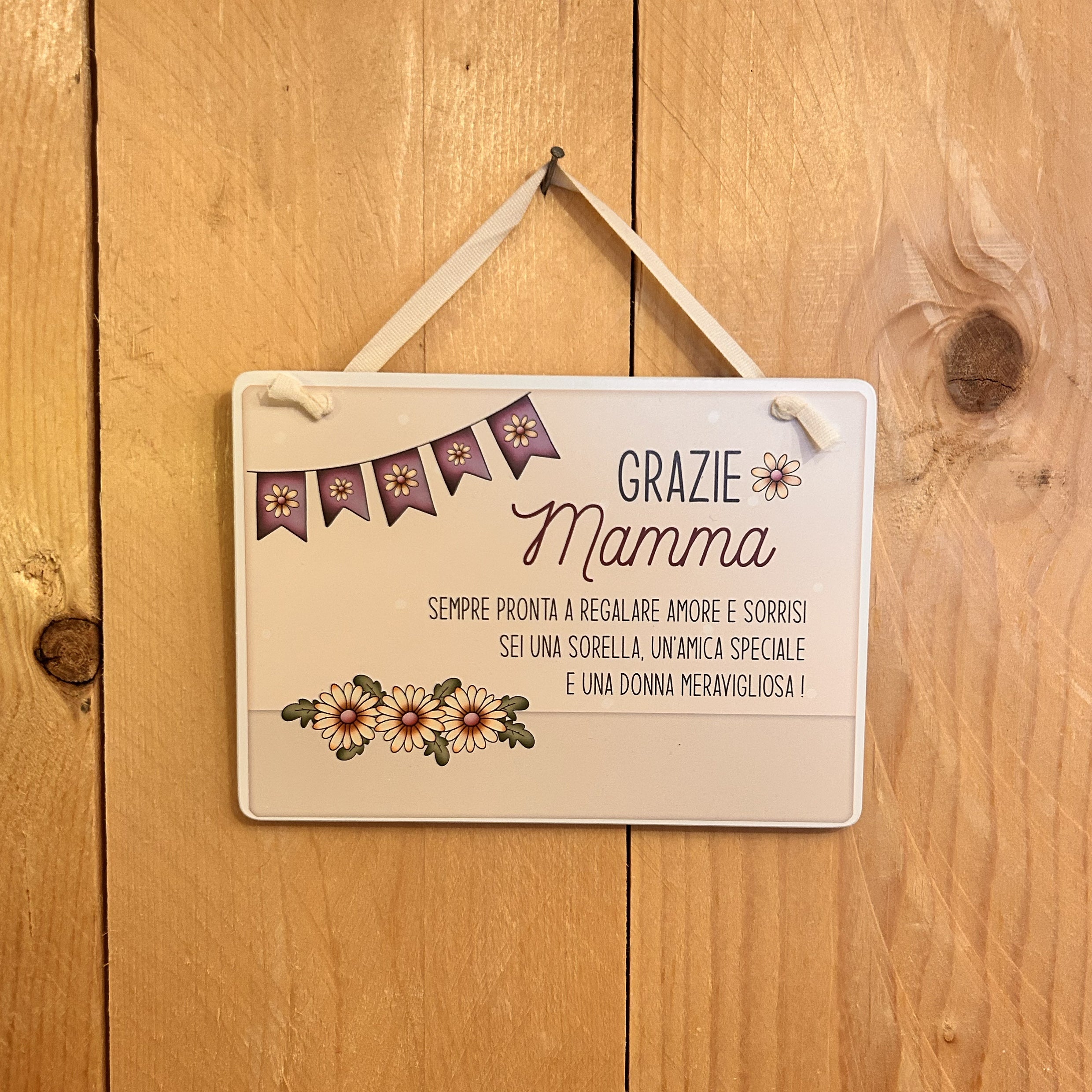 Targhetta decorativa “Grazie Mamma” – Idea regalo Festa della Mamma 💐
