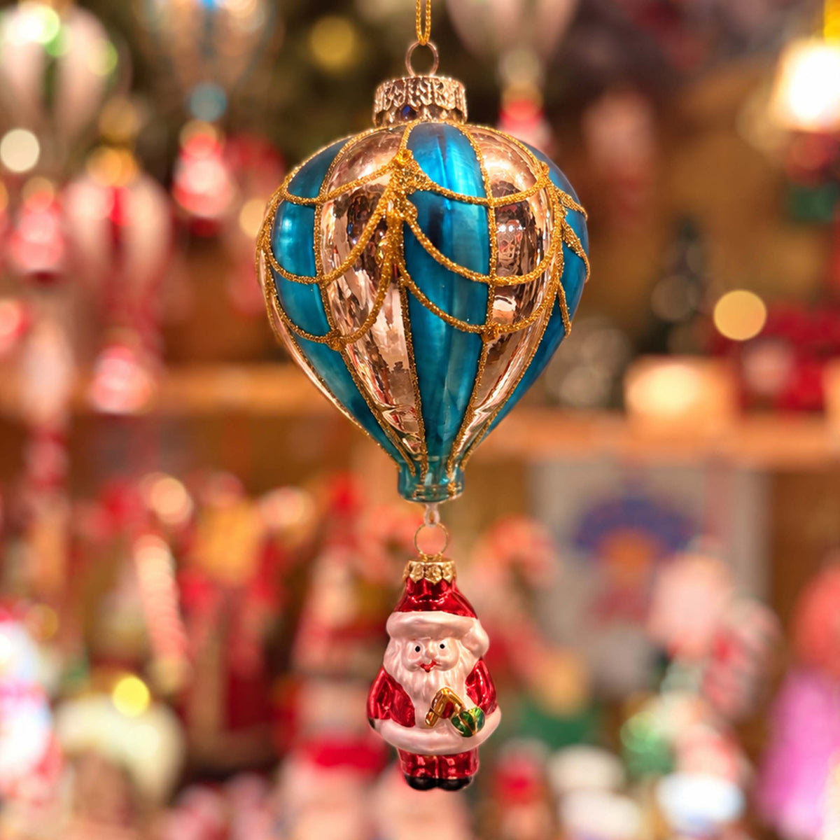 Mongolfiera in vetro con Babbo Natale
