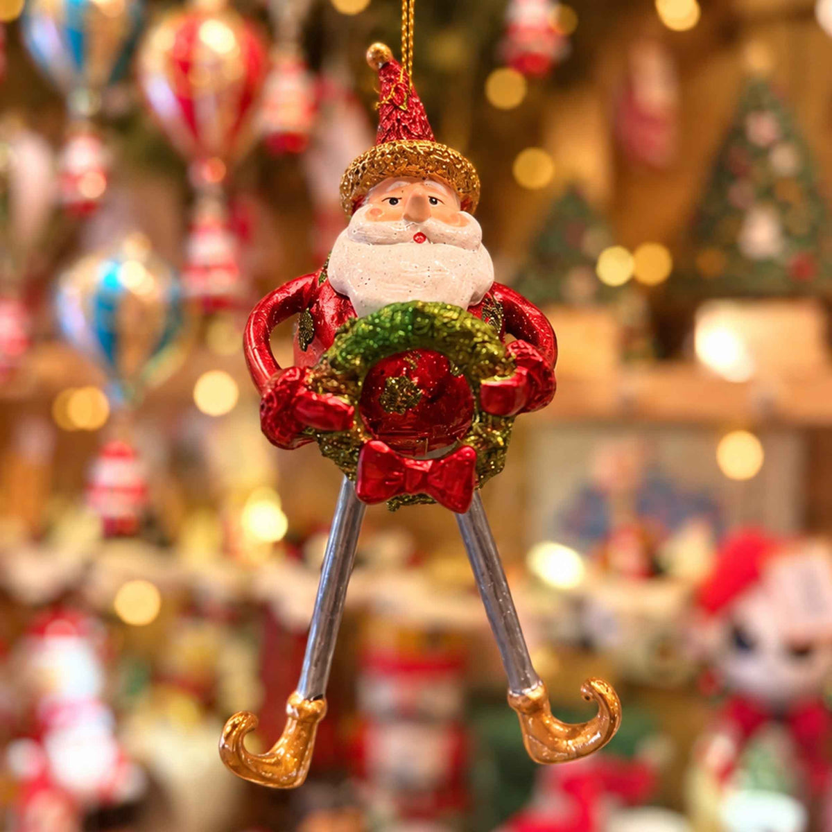 🎄 Decorazione natalizia – Babbo Natale con ghirlanda
