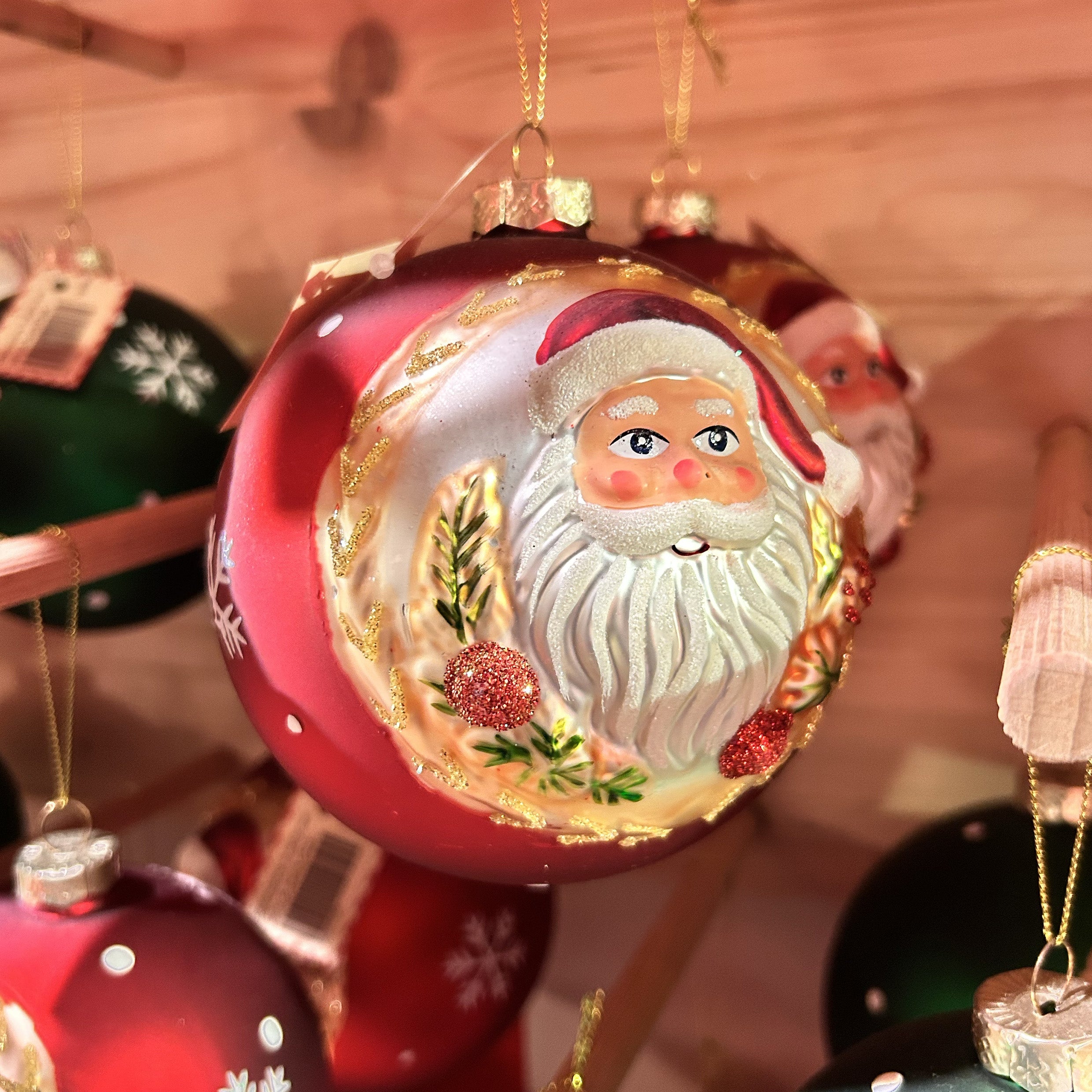 🎄 Pallina di Natale in vetro con Babbo Natale