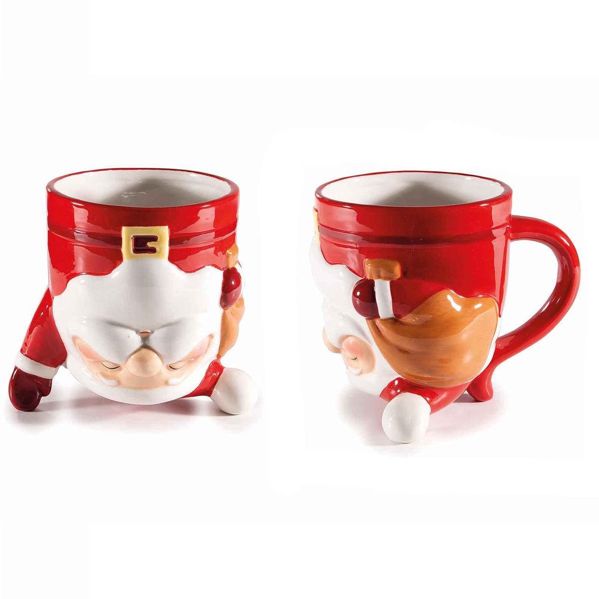 Tazza ceramica 550 ml Babbo sotto sopra, decori in rilievo